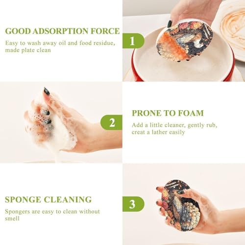 YETTASBIN Thanksgiving Turkey 3PCS Wood Pulp Scrub Sponges, Reusable Absorbent Household Cleaning Sponge Non-Scratch Kitchen Dish Sponges, Multi-Surface Safe Scrubber for Nonstick Pans, Pots - Image 4
