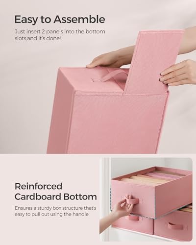 SONGMICS 4 Pack Drawer Clothes Organizers, Large Size 6-Compartment