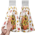 Fall Pumpkin Sunflower Bathroom Hand Tie Towel Autumn Maple Leaf Hanging Dish Towels Set of 2 Decorative Kitchen Towel Soft Absorbent Towels for Bathroom Kitchen Home Decor 17 * 12 Inch