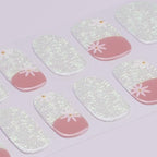 DANNI & TONI Semi Cured Gel Nail Strips Flowers French Aurora Gel Nail Wraps 28 Stickers | Floral Swirl