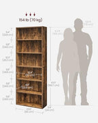 VASAGLE 6-Tier Bookshelf, Storage Organizer, 23.6 x 9.5 x 63.2 Inches
