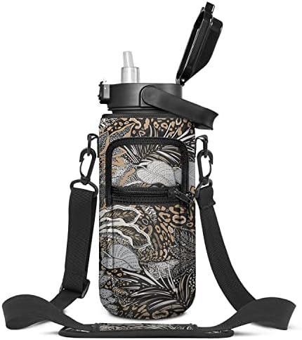 Leopards print Half Gallon Water Bottle with Sleeve, 64 OZ