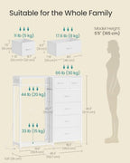SONGMICS Dresser with Hanging Rod, Closet Organizer with 6 Fabric Drawers