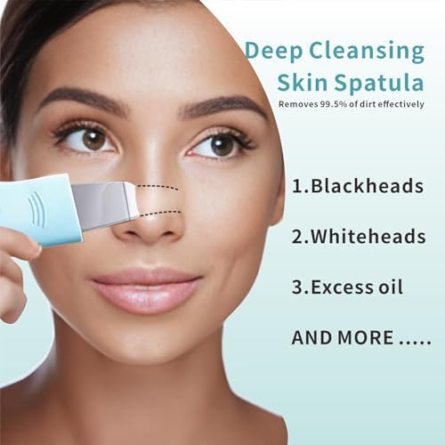 Blackhead Remover Tool,Black Head Remover for Face Nose-2 in 1 Pore Cleaning Brush Face Scrubber Skin Care Scraper Mask Applicator Spatula for Men Women Pore Cleansing (Blue) - Image 2