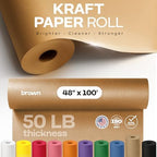 Brown Paper Roll 48" x 1200" (100 feet) - USA-Made Thick Kraft Paper Roll 50lb Thickness for Packing, Moving, Shipping & Crafts/Arts - 100% Recycled Natural Craft Wrapping Material by IDL Packaging