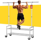 100% Stainless Steel Heavy Duty Clothes Rack Load 760LBS, Clothing Rack for Hanging Clothes With Shelves, Adjustable Height Rolling Wardrobe Coat Closet for Bedroom Laundry Living Room Dorm