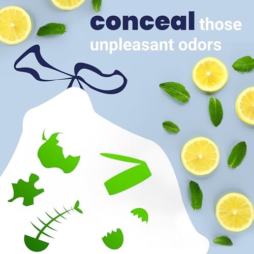 happimess 20-Count Lemon 8 Gal Drawstring Trash Bags, White, Pack of 4
