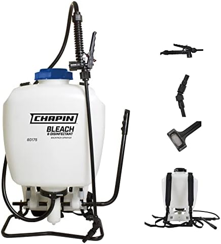 Chapin International 60175 4 Gallon Backpack Sprayer for Bleach & Disinfecting, Made in the USA, 1-Pack, Translucent White
