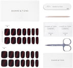 DANNI & TONI Semi Cured Gel Nail Strips Dark Red (Bonfire Night) Cat Eye Magnetic Gel Nail Wraps 28 Stickers