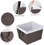 Whitmor Woven Strap Storage Tote Basket with Liner - Espresso