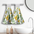 Spring Lemon Kitchen Hand Towels with Loop 2 Pcs Summer Leaves Yellow Lemons Hanging Dish Towels Soft Absorbent Tie Towel Dishcloths for Bathroom Kitchen Washroom 17 x 12 in