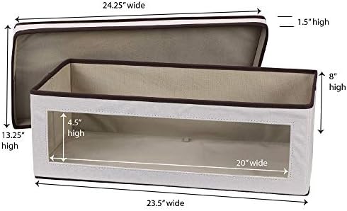 Household Essentials 514 Vision Storage Box - Natural Canvas with Brown Trim - Large