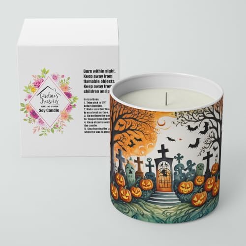 Caroline's Treasures DAC2267CDL Papel Picado Skeletons Spooky Halloween Decorative Soy Candle Nature Soy Wax Essential Oil Home Decor Ideal for Bedroom Kitchen Bath Office Gift, 10 oz