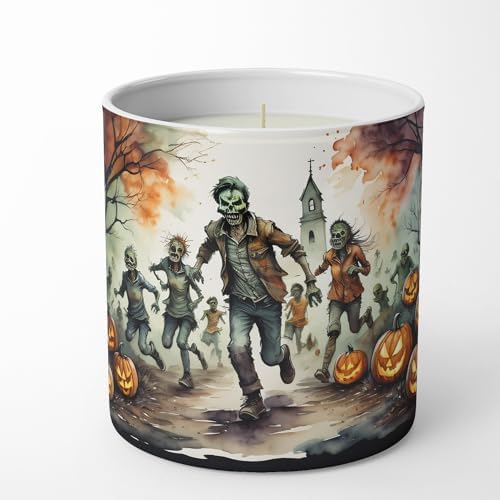 Caroline's Treasures DAC2290CDL Zombies Spooky Halloween Decorative Soy Candle Nature Soy Wax Essential Oil Home Decor Ideal for Bedroom Kitchen Bath Office Gift, 10 oz