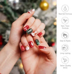 DANNI & TONI Semi Cured Gel Nail Strips Christmas Santa Claus Cat Eye Gel Nail Stickers 28 Stickers Gift for Woman | Mistletoe Meow