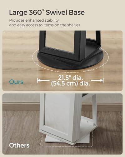 SONGMICS 360° Swivel Jewelry Cabinet, Full-Length Mirror, Lockable
