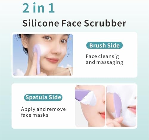Blackhead Remover Tool,Black Head Remover for Face Nose-2 in 1 Pore Cleaning Brush Face Scrubber Skin Care Scraper Mask Applicator Spatula for Men Women Pore Cleansing (Blue) - Image 6