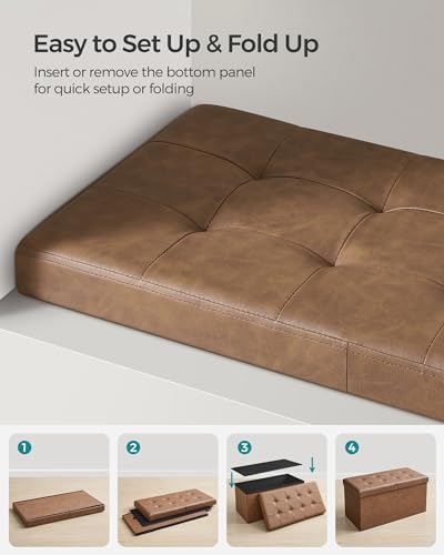 SONGMICS 30 Inches Folding Storage Ottoman Bench with Flipping Lid