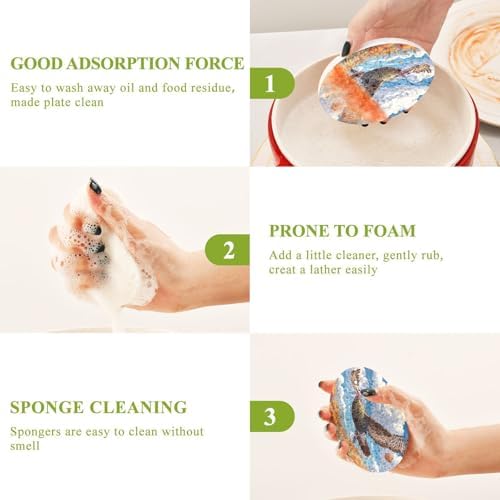 Turkey Pumpkins Thanksgiving Sponges Kitchen for Dishes Dish Scrubber Sponges Non-Scratch Cleaning Sponge, Household Supplies 3 Pack - Image 4