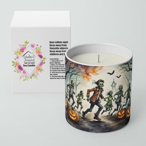 Caroline's Treasures DAC2287CDL Zombies Spooky Halloween Decorative Soy Candle Nature Soy Wax Essential Oil Home Decor Ideal for Bedroom Kitchen Bath Office Gift, 10 oz