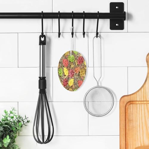 Autumn Colorful Leaves Dish Scrub Sponges Kitchen Fall Non Scratch Reusable Compressed Cellulose Sponge Hanging for Household Cleaning Washing Dishes Pots and Pans 3 Pack - Image 5
