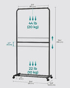 SONGMICS Clothes Rack with Wheels, Metal Garment Rack, Mesh Storage Shelf