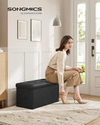 SONGMICS Storage Ottoman Bench, 30 Inches Folding Foot Rest Stool