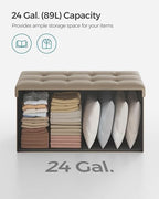 SONGMICS 30 Inches Folding Storage Ottoman Bench with Flipping Lid