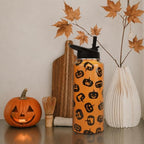 Insulated Halloween Water Bottle 32 oz, Pumpkin Water Bottle with Straw, Reusable Leakproof Stainless Steel Tumbler, Halloween Gifts for Women