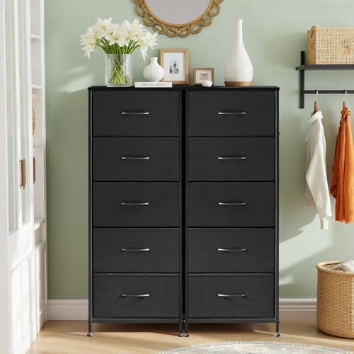 5 Drawers Dresser for Bedroom Fabric Storage Tower with Wooden Top