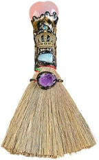 Witch Broom Halloween Crystal Witch Wiccan Altar Broom, Witchcraft Witches Pagan Altar Decor, Handmade Ritual Magic Ceremonial (Pink Crystal)