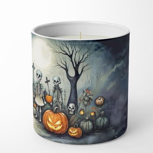Caroline's Treasures DAC2229CDL Calacas Skeletons Spooky Halloween Decorative Soy Candle Nature Soy Wax Essential Oil Home Decor Ideal for Bedroom Kitchen Bath Office Gift, 10 oz