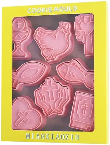 8 Pcs Happy Birthday Cookie Molds New Year Spring Festival 3D Biscuit Mould Baking Tool Easter Cartoon Stamps for Biscuits (Christ's Communion) - Image 4