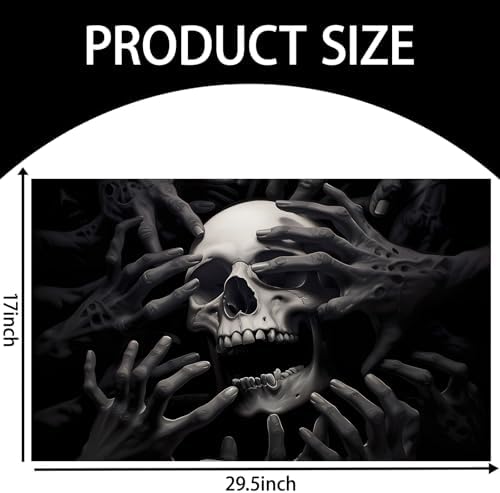 Dark Skull and Hands Indoor Door Mat for Entryway, 17x29.5 Inch, Gothic Horror Floor Doormat for Home Decor, Non-Slip Rug Mat for Living Room, Kitchen, Bedroom, Gifts for Halloween Lovers