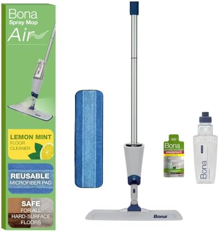 Bona Spray Mop Air - Includes Multi-Surface Floor Cleaner Concentrate and Microfiber Pad - Lemon Mint Scent - Lightweight & Compact Mop