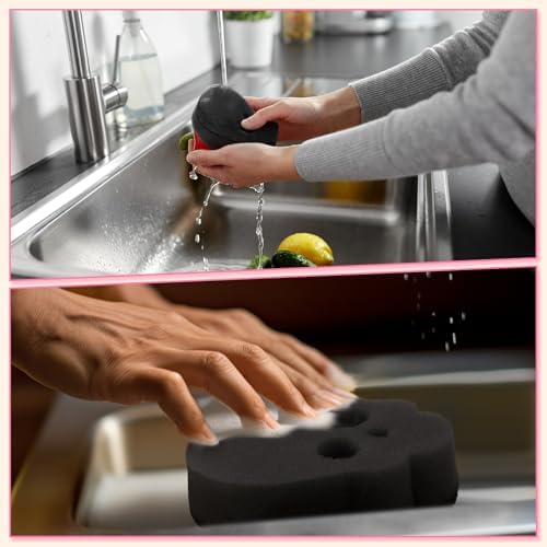 Tioncy 12 Pack Halloween Skull Kitchen Sponges, Black