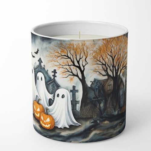 Caroline's Treasures DAC2281CDL Ghosts Spooky Halloween Decorative Soy Candle Nature Soy Wax Essential Oil Home Decor Ideal for Bedroom Kitchen Bath Office Gift, 10 oz