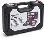 Amazon Basics 142-Piece Household Tool Kit for Home Repair, Hand Tools with Storage Case, 13.39 x 9.25 x 2.95 inch, Pink