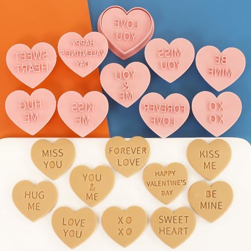 8 Pcs Happy Birthday Cookie Molds New Year Spring Festival 3D Biscuit Mould Baking Tool Easter Cartoon Stamps for Biscuits (Valentine C) - Image 6