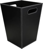 KINGFOM Classic Pu Leather Trash Can Wastebasket, Garbage Container Bin by KingfomLeatherHomeOfficeDecor