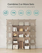 SONGMICS 16 Cube Storage Organizer，Plastic stackable cube shelf