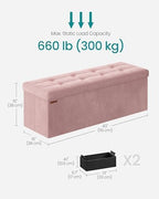 SONGMICS Storage Ottoman Bench, 43.3 Inches Velvet Foldable Foot Rest