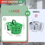 SIMPLYKLEEN Large Shower Caddy Portable 2PC - Made in USA Plastic Jumbo Size Dorm Storage Candy Tote with Handle Shower Organizer for Bathroom, Pantry, Kitchen, College Dorm, Green/Red