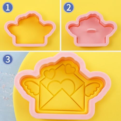 8 Pcs Happy Birthday Cookie Molds New Year Spring Festival 3D Biscuit Mould Baking Tool Easter Cartoon Stamps for Biscuits (Valentine B) - Image 2