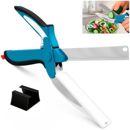 2 in 1 Kitchen Scissors for Food with Cutting Board, Safety Lock by LIBERHAUS
