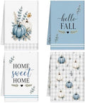 Fall Blue Pumpkin Kitchen Towels 4 PCS, Autumn Hand Towel, 16x24in by VISSTREE