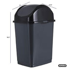 Superio Medium Trash Can with Lid 4.5 Gallon Plastic Swing Top Garbage Can Slim - Image 2