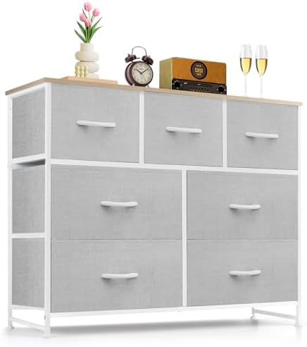 7-Drawer Dresser for Bedroom, Anti-Tip Wide Storage Organizer Fabric