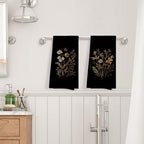 Vintage Black Botanical Kitchen Towels Decorative 16x24 Set of 2, Dark Floral Flower Dish Towels Cloths Dishcloths Tea Towel, Aesthetic Rustic Fall Autumn Bathroom Kitchen Hand Towel Decor - Image 4