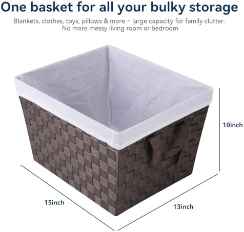 Whitmor Woven Strap Storage Tote Basket with Liner - Espresso